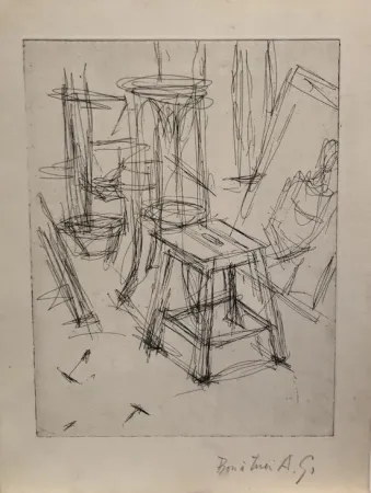 Acquaforte Giacometti - Le Tabouret dans l'atelier