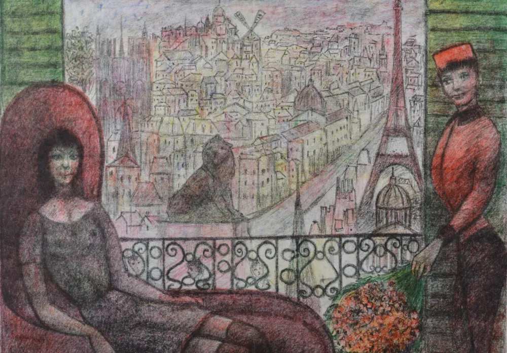 Litografia Goerg - Du balcon, 1964