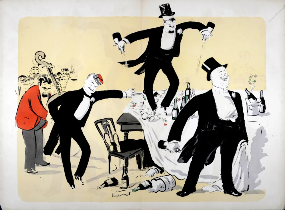 Litografia Goursat - Fin de soirée chez Maxim's, 1901