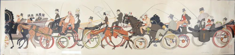 Litografia Goursat - Le Retour des courses