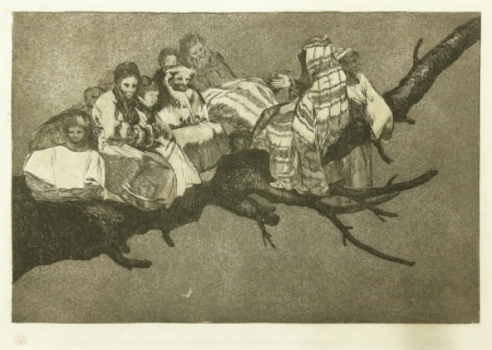 Acquaforte Goya - Andarse Po Las Ramas; Disparate Ridiculo, (plate 3 from Los Proverbios)