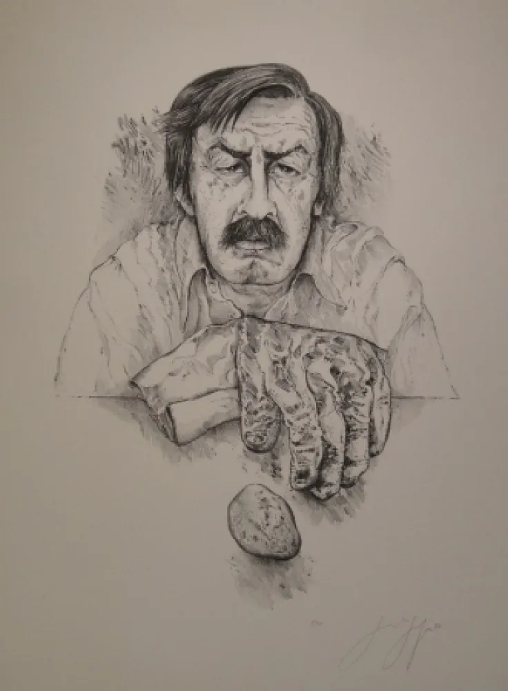 Litografia Grass - Selbst mit Handschuh und Stein