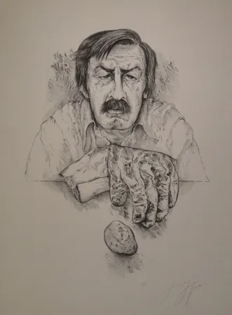 Litografia Grass - Selbst mit Handschuh und Stein