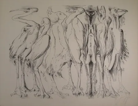 Litografia Grass - Zwischen den Vögeln