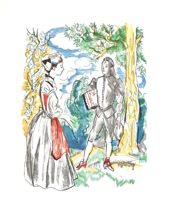 Incisione Su Legno Grau Sala - Théâtre de Marivaux