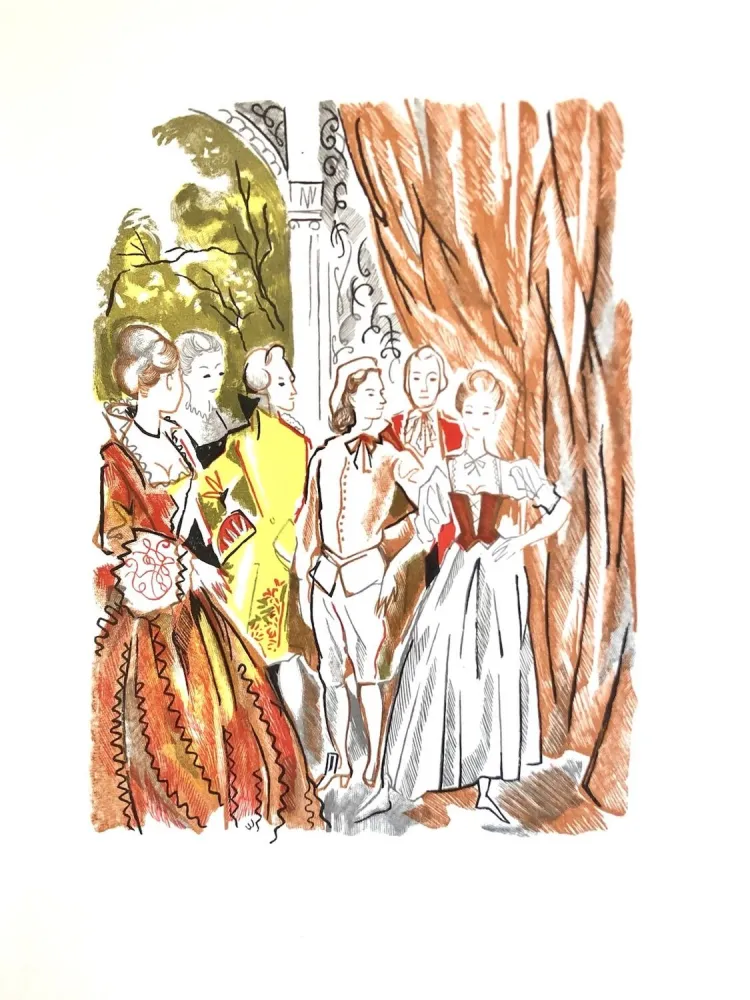 Incisione Su Legno Grau Sala - Théâtre de Marivaux