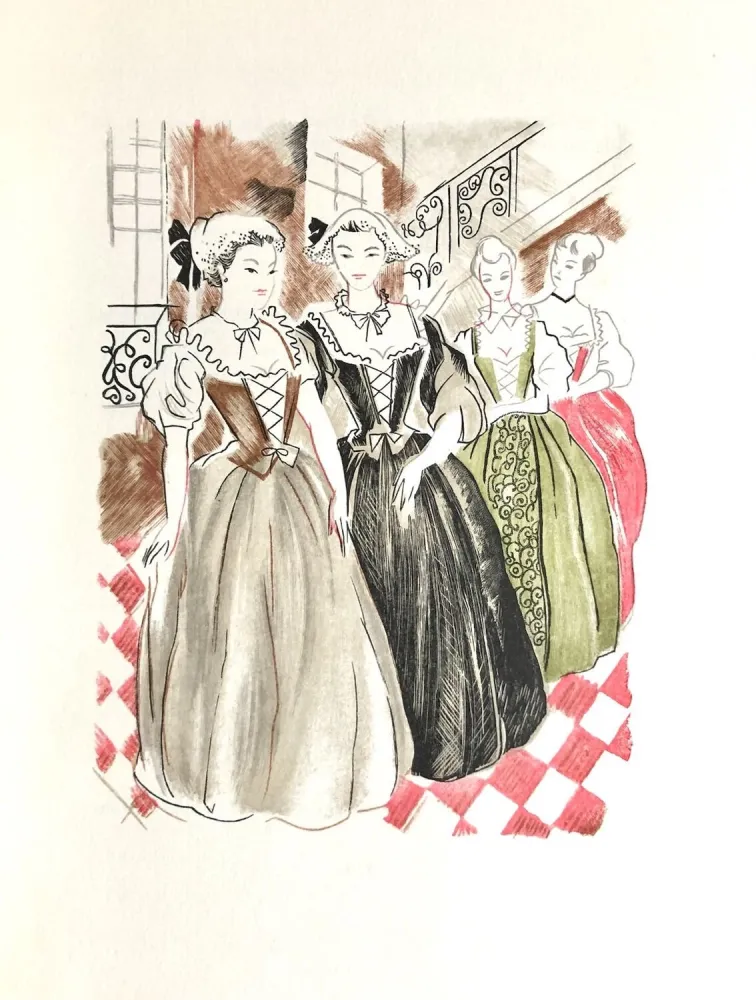 Incisione Su Legno Grau Sala - Théâtre de Marivaux