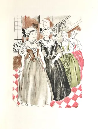 Incisione Su Legno Grau Sala - Théâtre de Marivaux