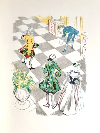 Incisione Su Legno Grau Sala - Théâtre de Marivaux