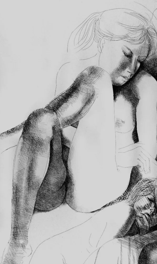 Acquaforte Greco - Nudo seduto