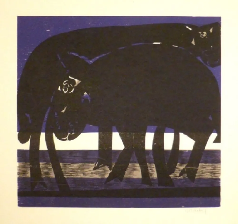 Incisione Su Legno Grieshaber - Tiefebene