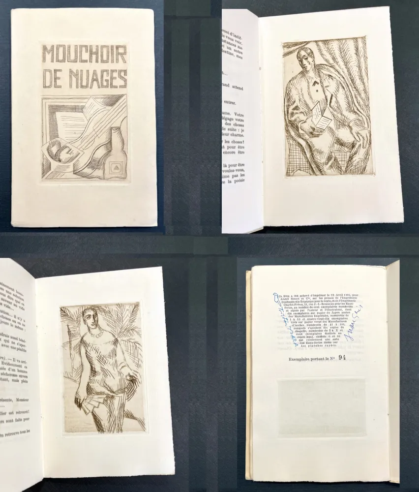 Libro Illustrato Gris  - MOUCHOIR DE NUAGES. Avec 9 eaux-fortes originales de Juan Gris (1925)