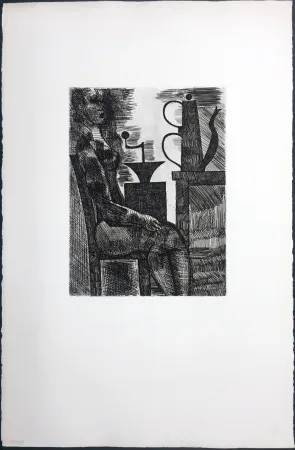 Incisione Gromaire - Femme à la cafetière (Chacographie du Louvre)