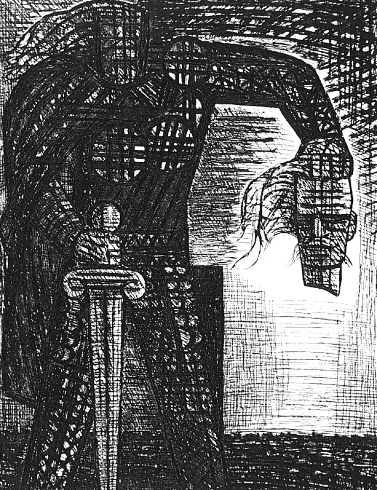 Acquaforte Gromaire - La mort de Macbeth