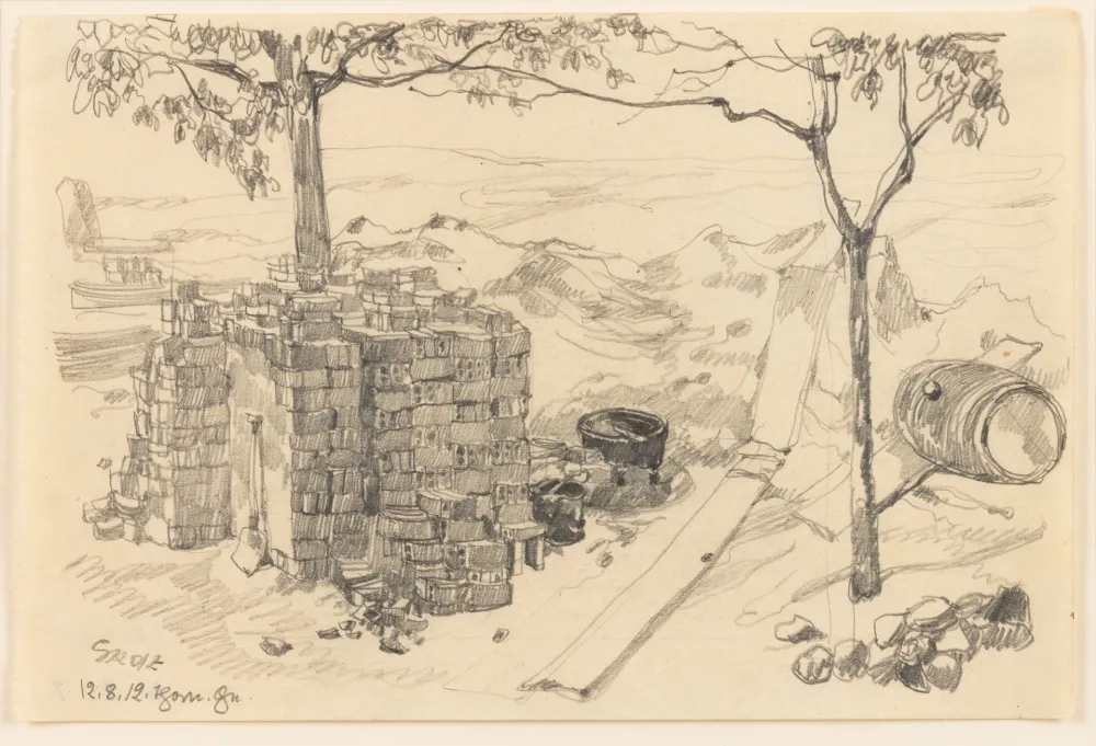 Non Tecnico Grosz - George Grosz (1893–1959) - Baustelle (Thorn) - pencil on paper - 1912