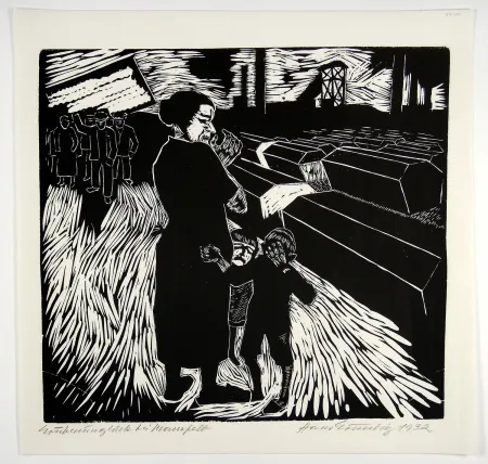 Incisione Su Legno Grundig - Grubenunglück bei Mansfeld (Mining accident near Mansfeld)