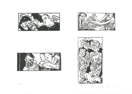 Linoincisione Grützke - Bilder aus Bongs Stall