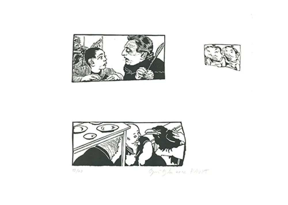 Linoincisione Grützke - Bilder aus Bongs Stall