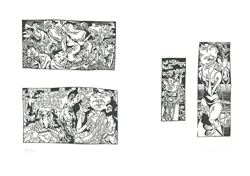 Linoincisione Grützke - Bilder aus Bongs Stall