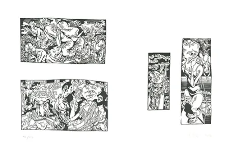 Linoincisione Grützke - Bilder aus Bongs Stall