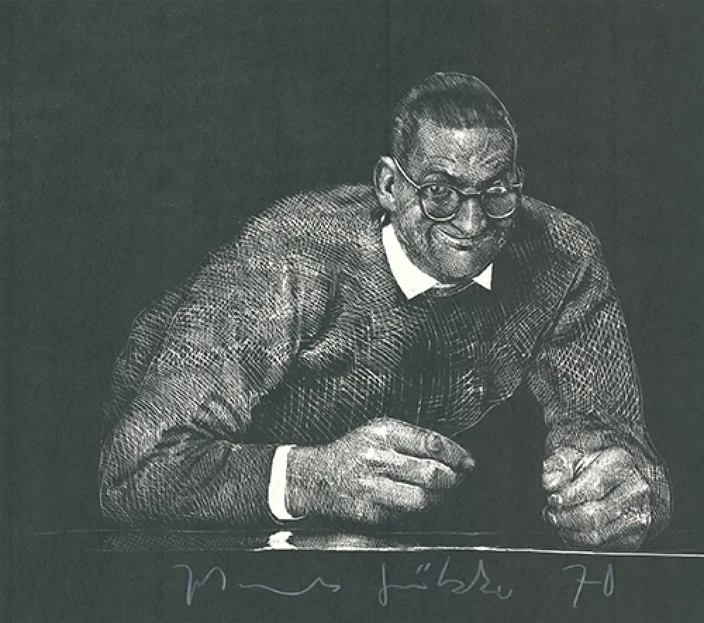 Linoincisione Grützke - Selbstportrait II