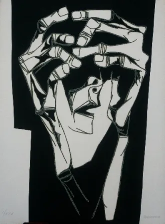 Incisione Guayasamin - Las manos del terror variante