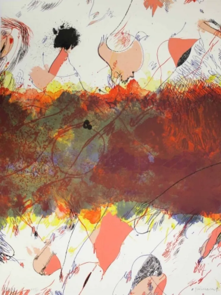 Litografia Guinovart - Entre dues roses