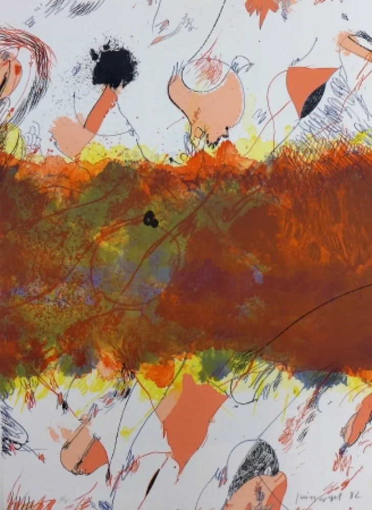 Litografia Guinovart - Entre dues roses