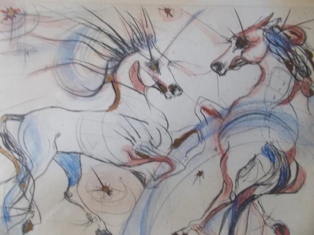 Incisione Guiny - Les chevaux de Jupiter