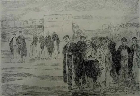 Acquaforte Gutiérrez Solana  - Domingo en las afueras