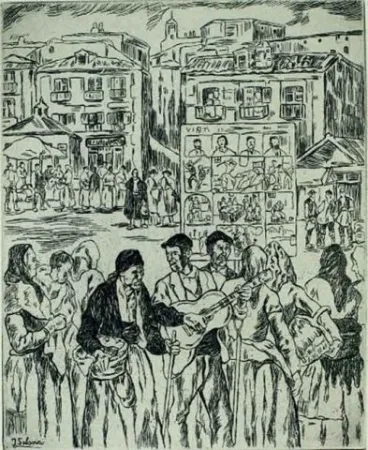 Acquaforte Gutiérrez Solana  - El ciego de los romances