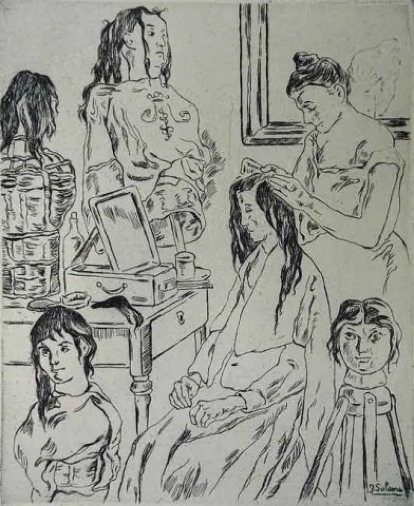 Acquaforte Gutiérrez Solana  - La Peinadora