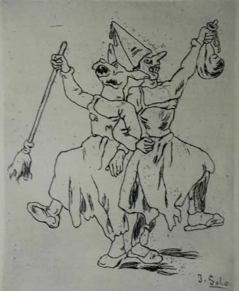 Acquaforte Gutiérrez Solana  - Máscaras bailando cogidas