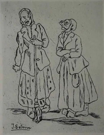 Acquaforte Gutiérrez Solana  - Máscaras de la escoba