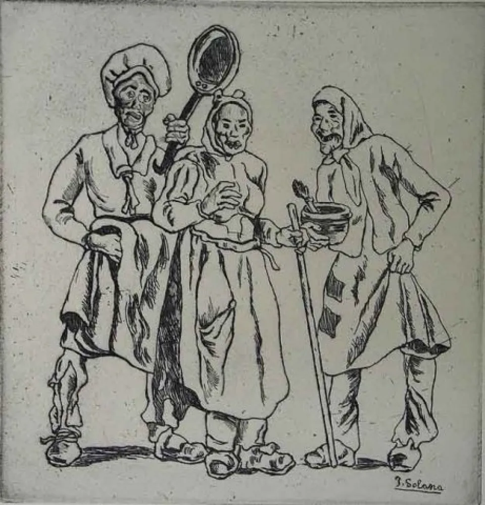 Acquaforte Gutiérrez Solana  - Máscaras  de los cocineros