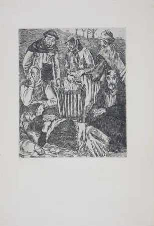 Acquaforte Gutiérrez Solana  - Mendigos calentándose