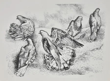 Litografia Guttuso - Colombe