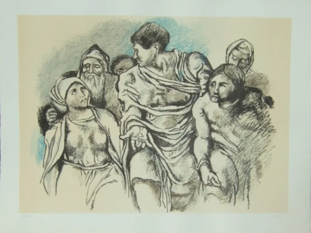 Litografia Guttuso - Omaggio a Michelangelo