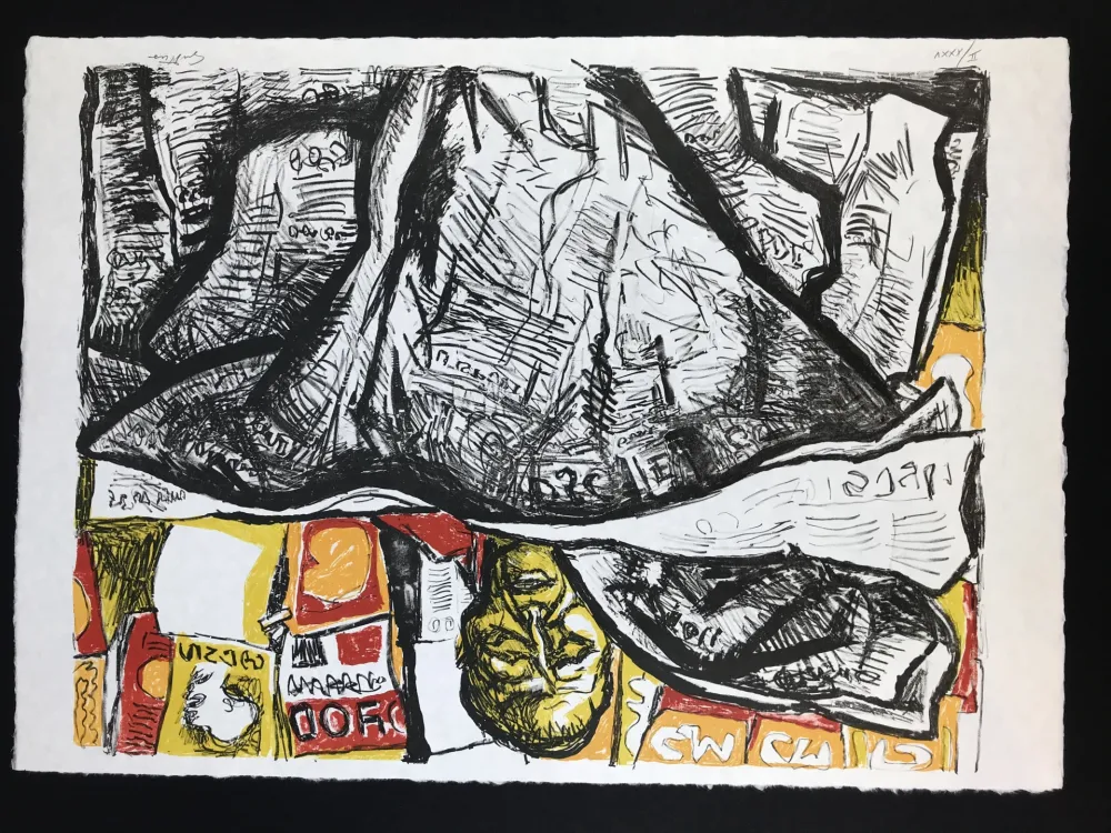 Litografia Guttuso - Uomo con Giornale