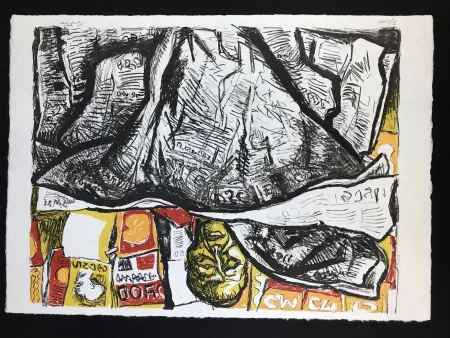 Litografia Guttuso - Uomo con Giornale