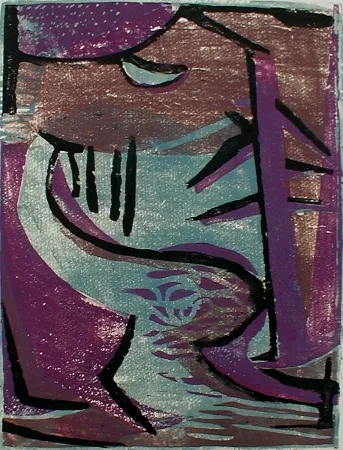 Incisione Su Legno Haas - Winding River