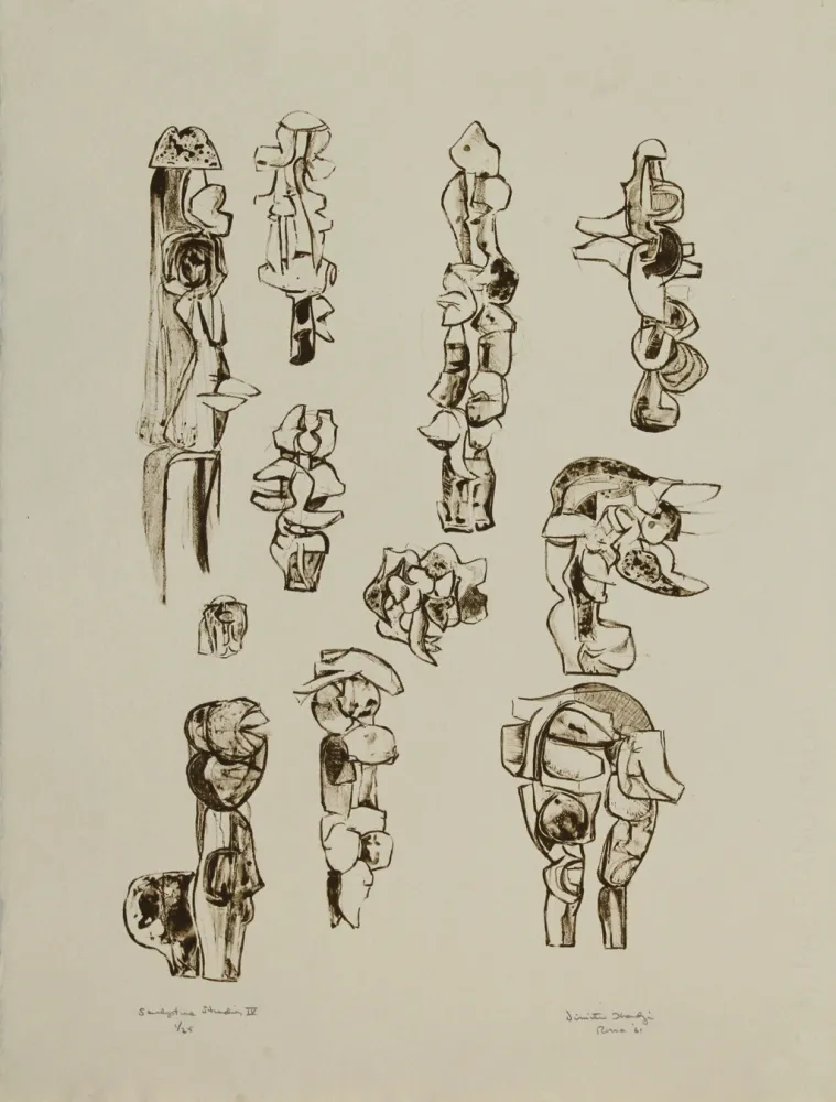 Litografia Hadzi - Sculpture Studies IV