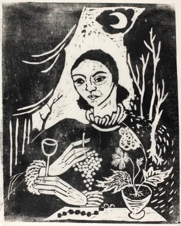 Incisione Su Legno Hamerschlag - Selbstporträt (Selbstbildnis mit Zigarette)