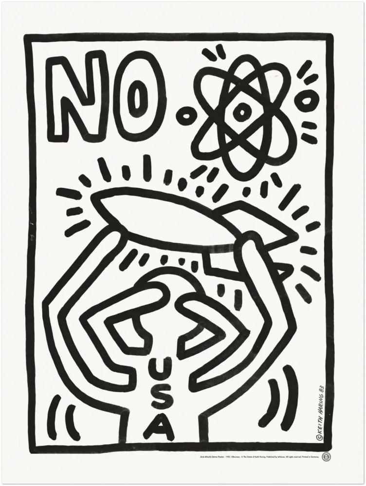 Serigrafia Haring - Anti Missile Demo Poster