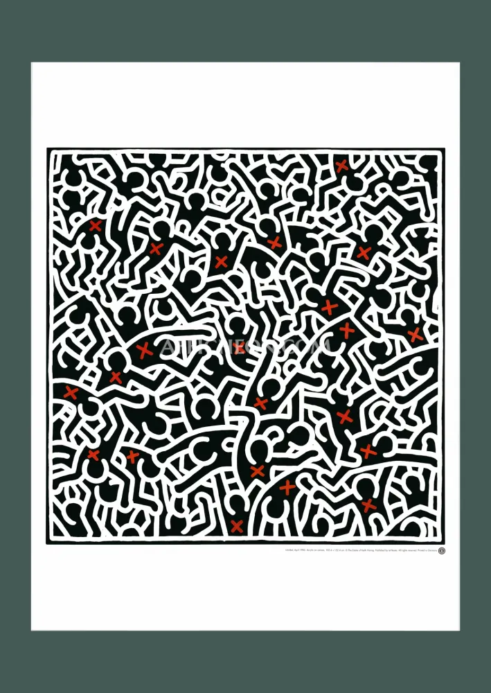 Litografia Haring - Keith Haring: 'Untitled (April 1985)' 1999 Offset-lithograph