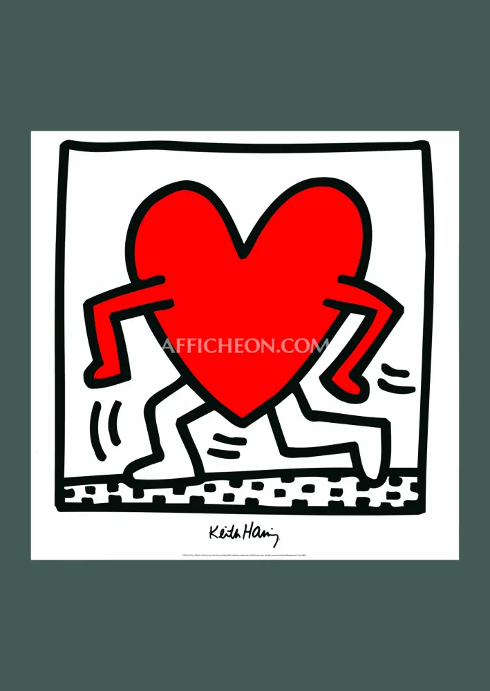 Litografia Haring - Keith Haring: 'Untitled (Red Running Heart)' 1988 Offset-lithograph