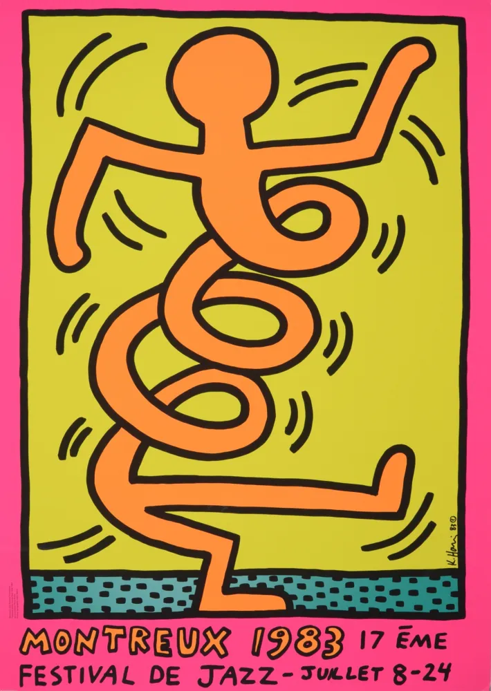 Serigrafia Haring - Montreux Jazz Festival (#A), 1983 - Very large!
