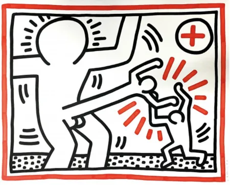 Litografia Haring - Untitled (Cockfight)