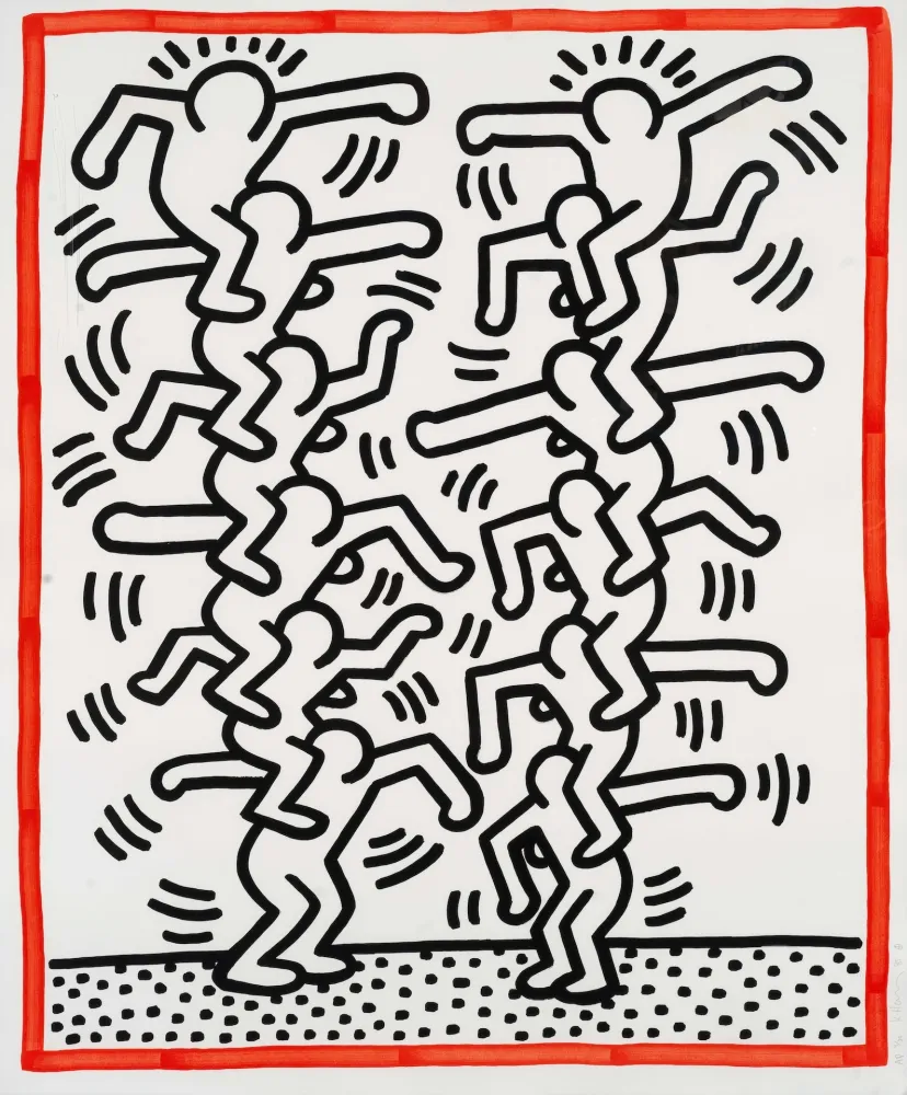 Litografia Haring - Untitled (People ladder)