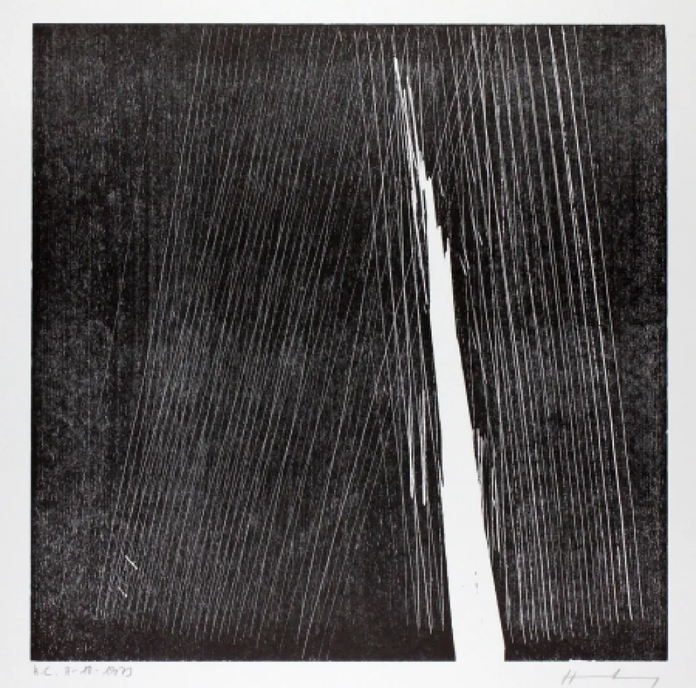 Incisione Su Legno Hartung - H-18-1973